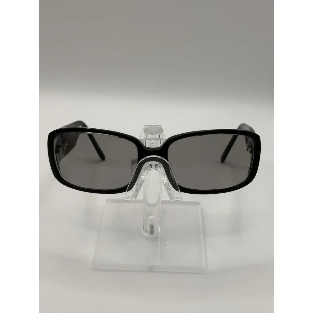 Vintage Valentino Black Oval Sunglasses Gold V Logo White Stripe